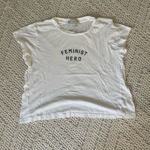 Wildfox White "Feminist Hero" Short Sleeve Tee